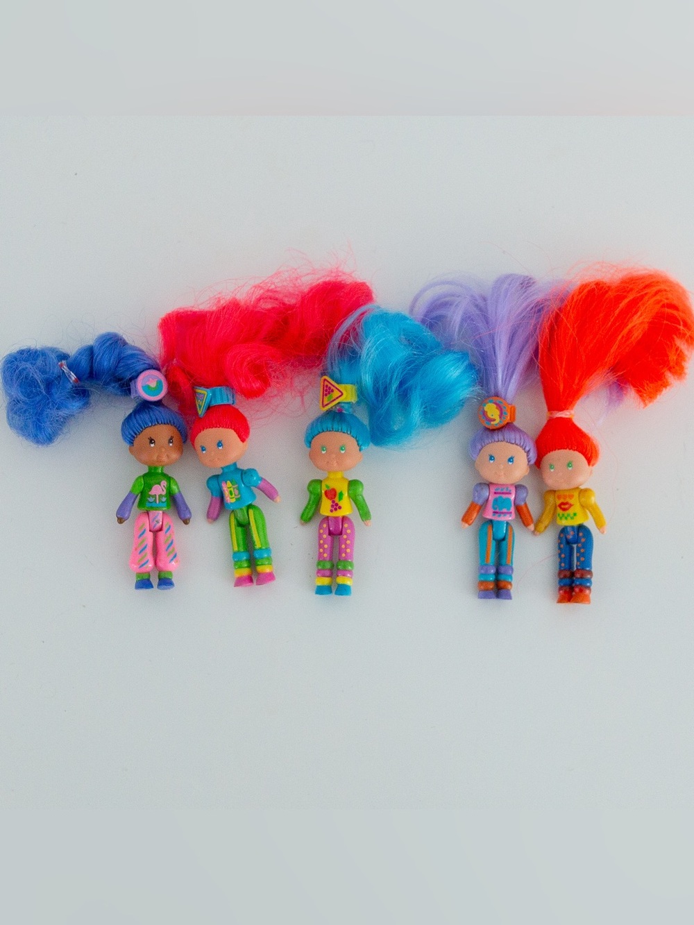 Vintage 1987 Mattel Wee Wild Things Doll Lot of 5 Neon Mini Dolls Retro 80s